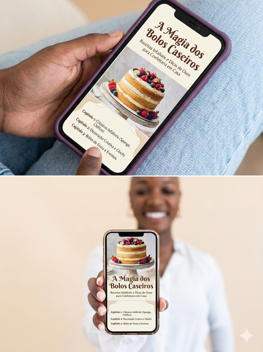 Ebook de receitas recebido no telemóvel por uma leitora de Maputo